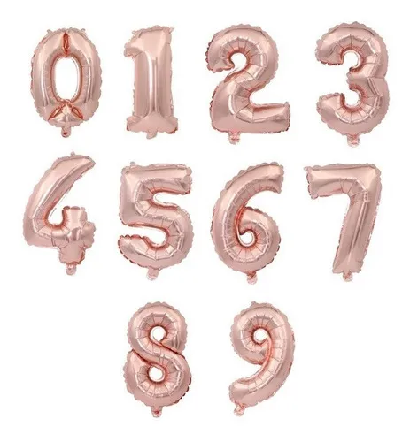 Balão número rosé gold 80cm flutua