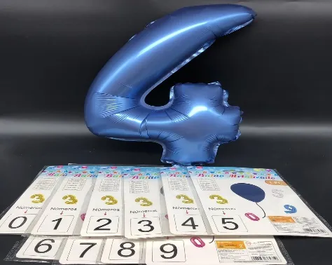 BALÃO NUMERO AZUL CROMO ( 40 CM EMBALADO 1 Á 1 COM INMETRO)