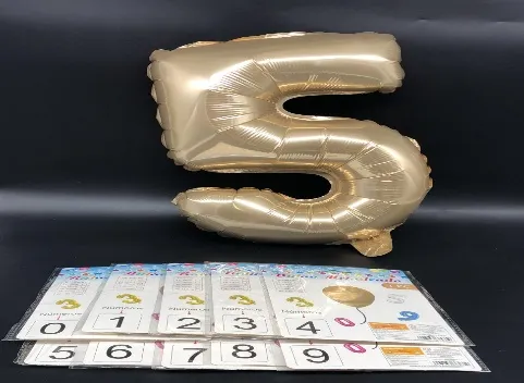 BALÃO NUMERO OURO BRANCO ( 40 CM EMBALADO 1 Á 1 COM INMETRO)