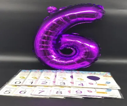 BALÃO NUMERO LILAS ( 40 CM EMBALADO 1 Á 1 COM INMETRO)
