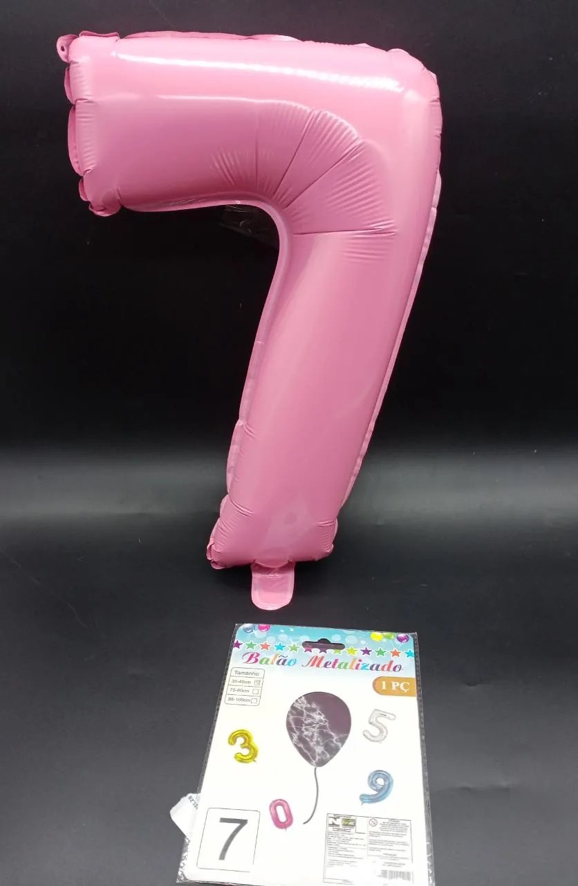 BALÃO NUMERO ROSA BB (40 CM EMBALADO 1 Á 1 COM INMETRO)