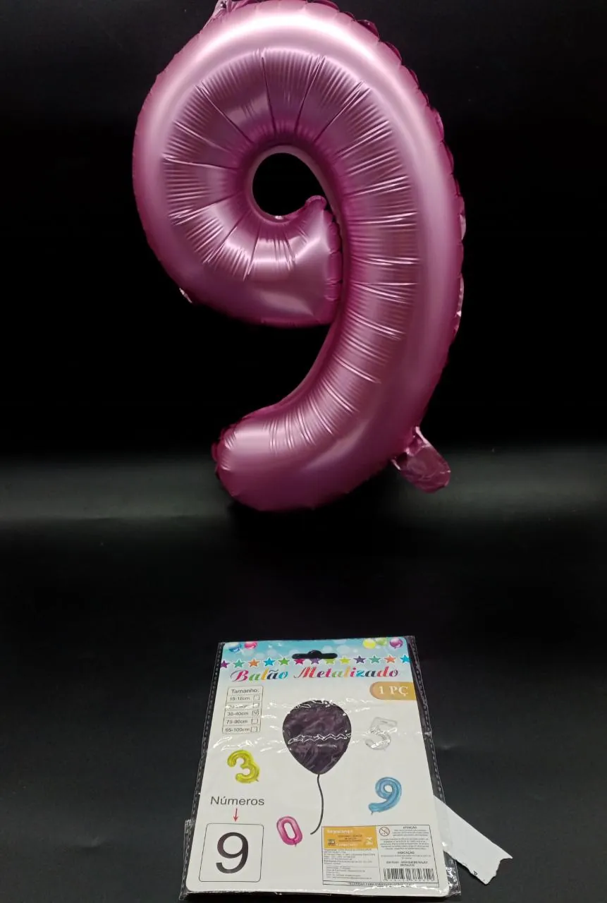 BALÃO NUMERO ROSA CROMADO 40CM