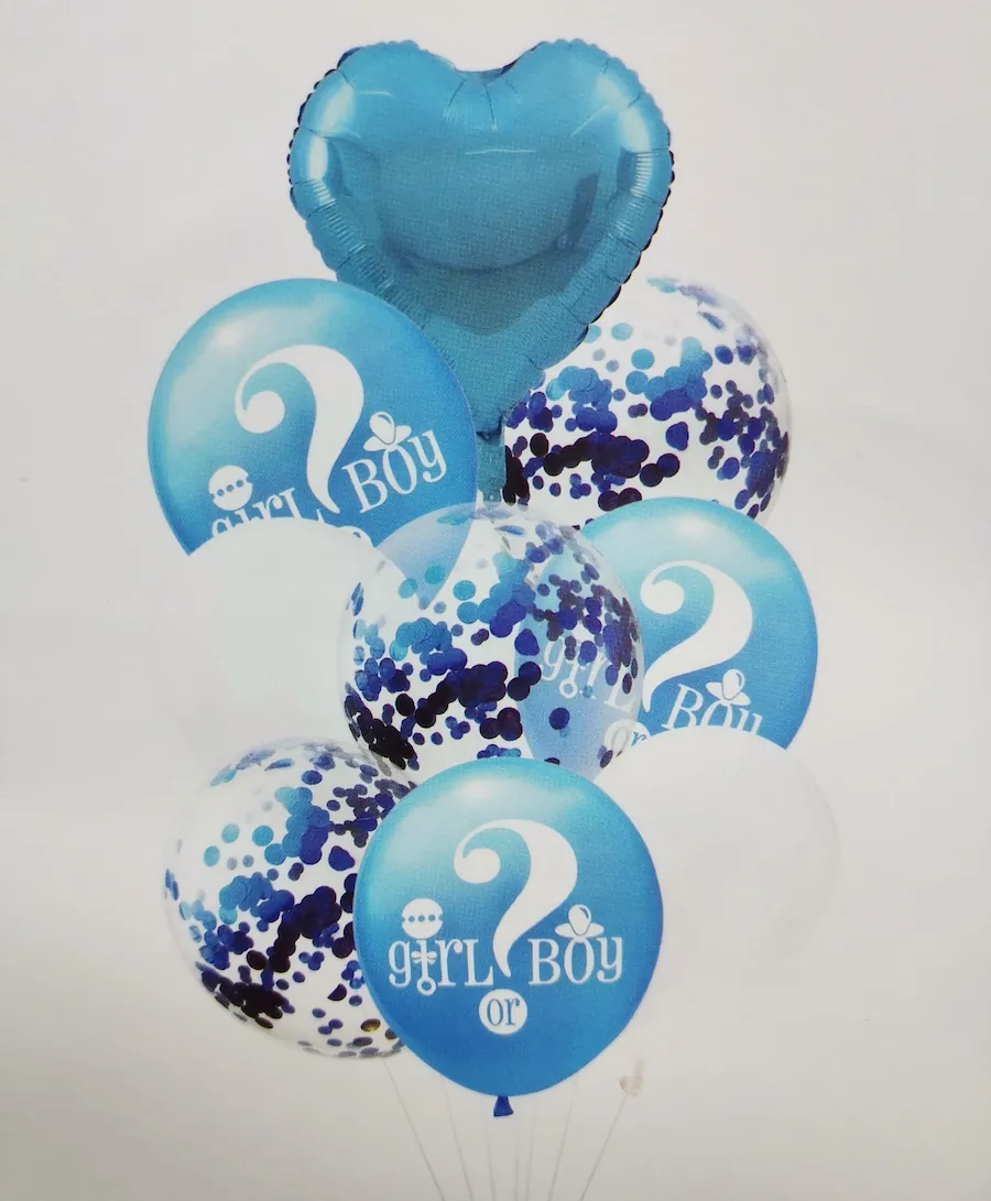 BUQUE DE BALÕES CHÁ REVELAÇÃO AZUL 9PÇS