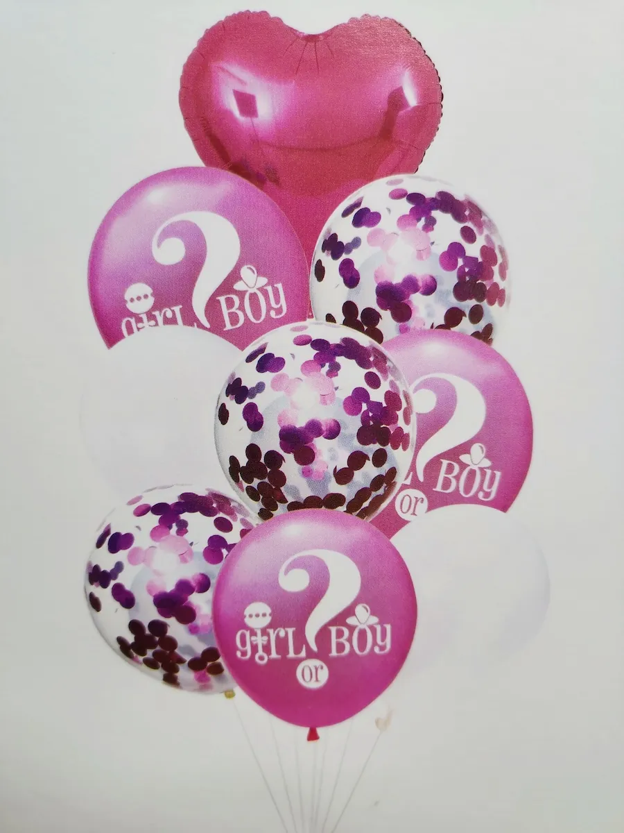 BUQUE DE BALÕES CHÁ REVELAÇÃO ROSA 9PÇS