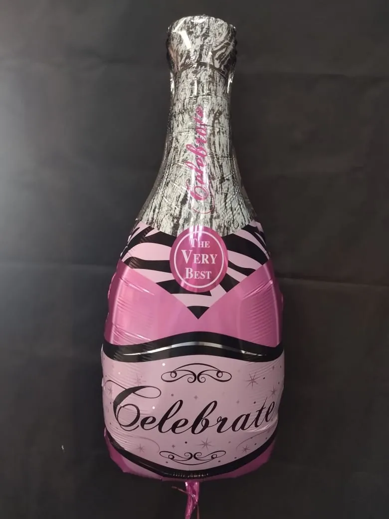 BALÃO GARRAFA ROSA - FLUTUA COM GÁS HÉLIO