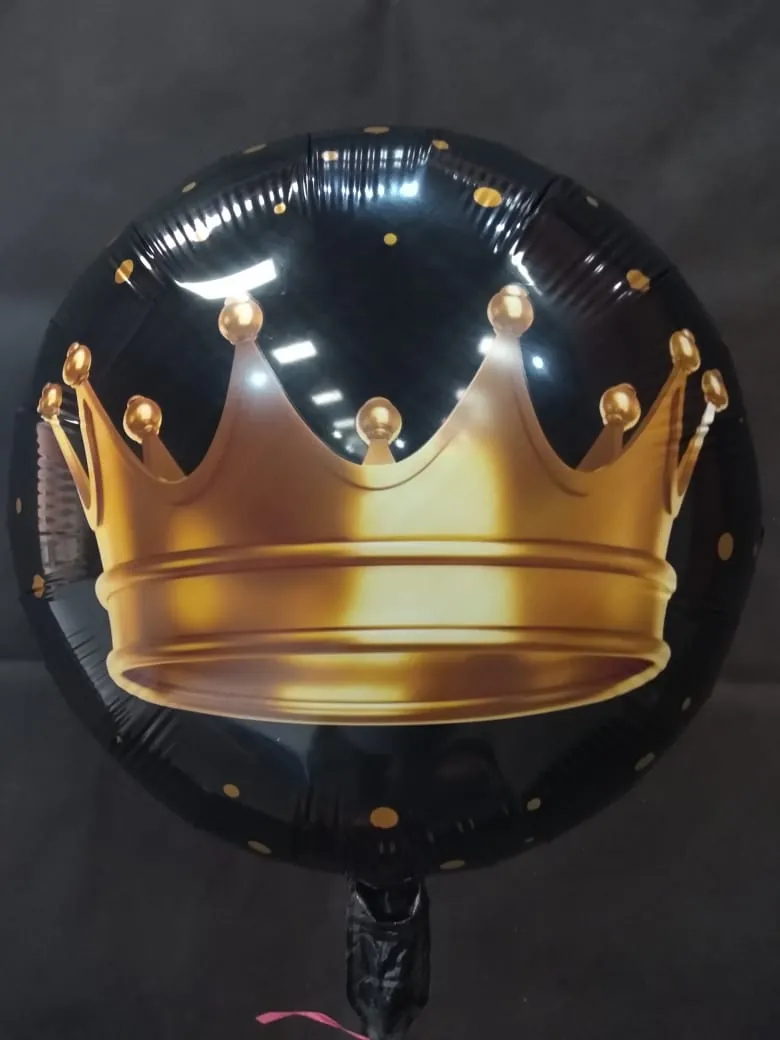 BALÃO REDONDO C/ COROA 45 CM - FLUTUA COM GÁS HÉLIO