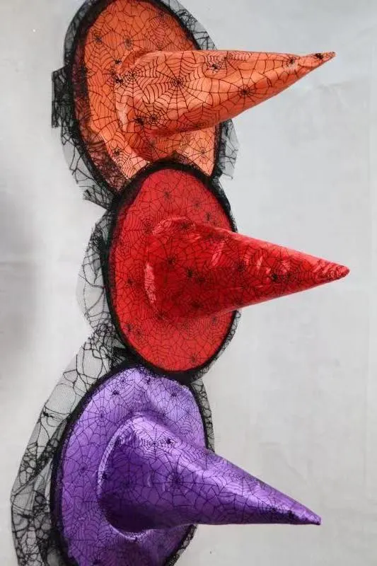 CHAPÉU BRUXA RENDADO CORES: ROXO,VERMELHO