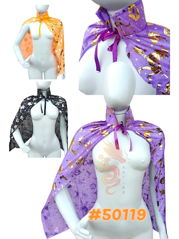 CAPA C/ ENFEITE DE HALLOWEEN DOURADA INFANTIL