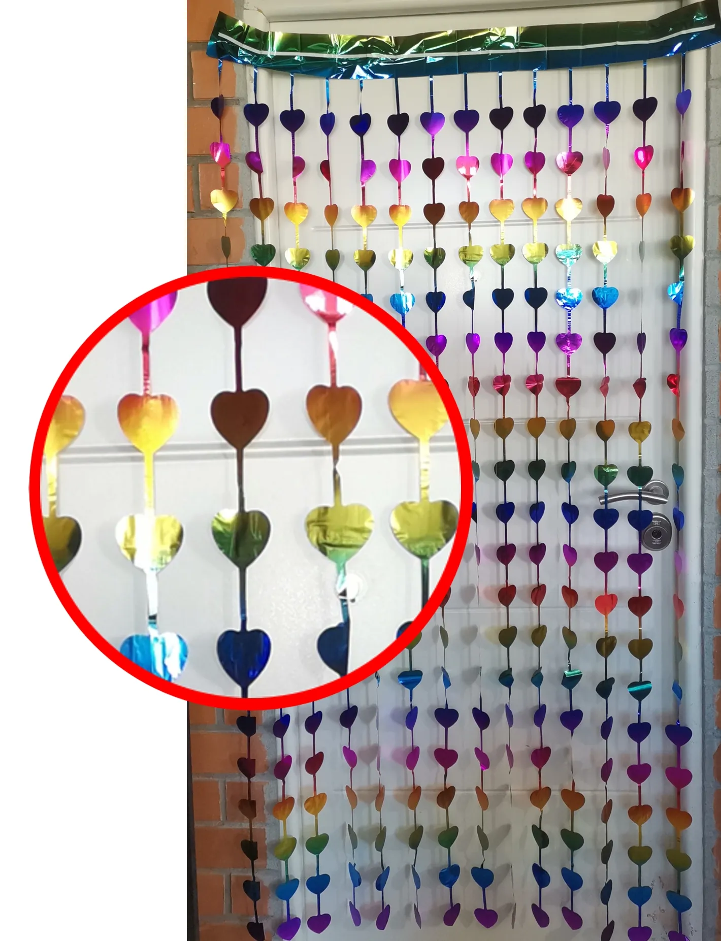 Cortina de Coração Multicor