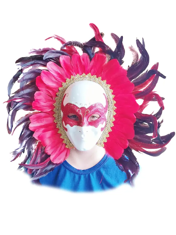 MÁSCARA ADULTO COM PENA