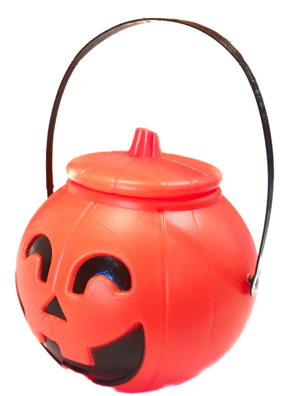 BALDE DE HALLOWEM PLASTICO COM TAMPA
