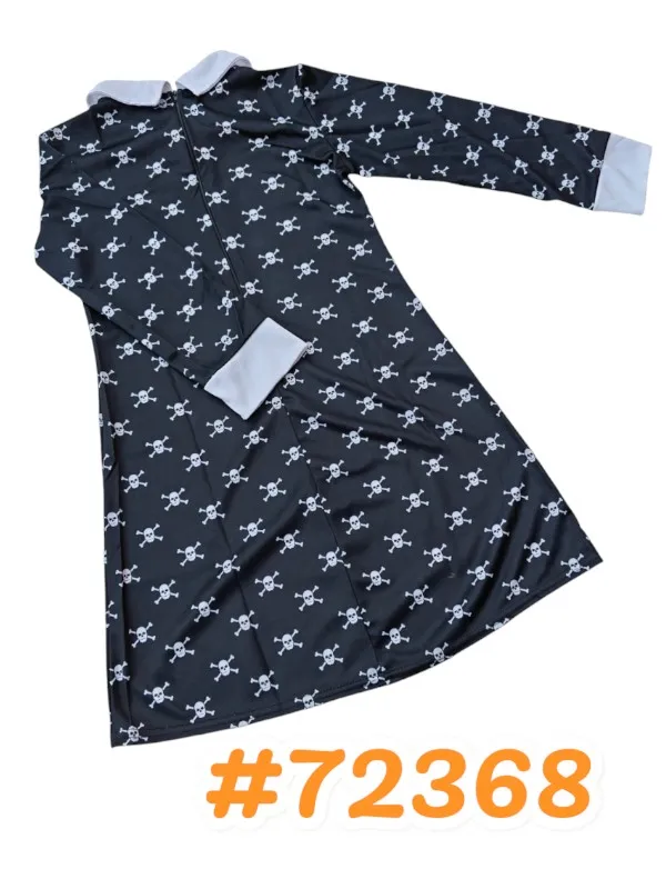 VESTIDO CAVEIRA COM GOLA E MANGA BRANCA