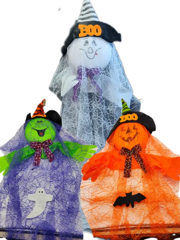 ENFEITE HALLOWEEN COM VEU