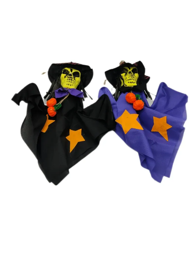 ENFEITE HALLOWEEN CAVEIRA COM CHAPEU