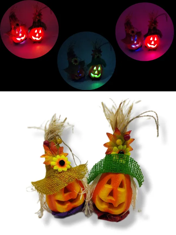 ABOBORA COM CHAPEU E LUZ 20cm