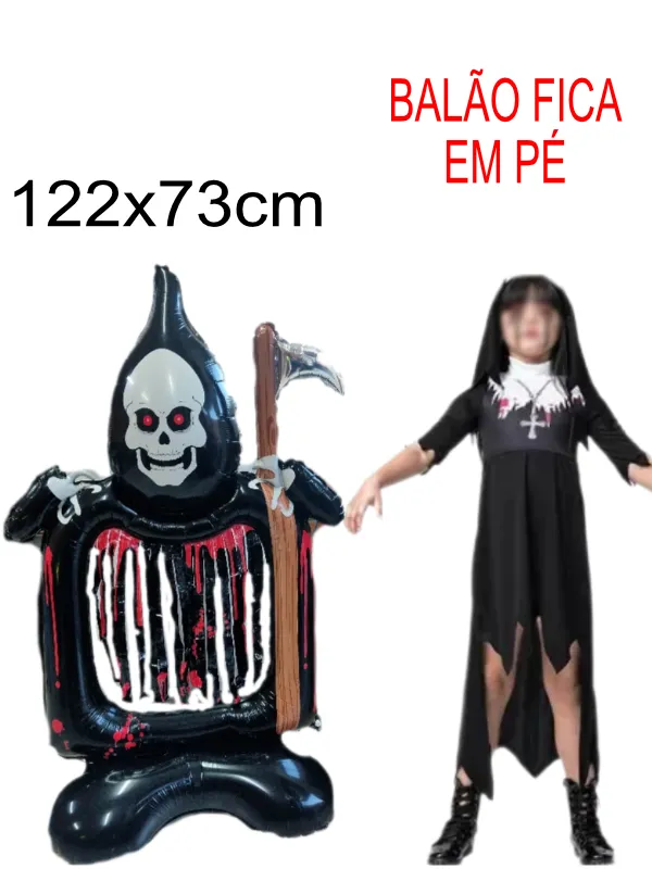 BALAO DE DECORAÇÃO HALOWEENM CAVEIRA COM FOICE