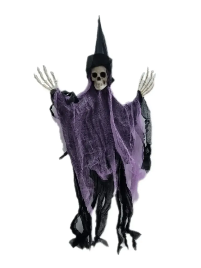 ENFEITE CAVEIRA COM CHAPÉU DE BRUXA