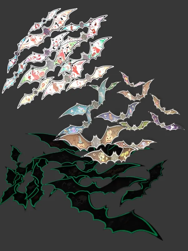 KIT c/ 12 ADESIVOS FLURECENTES MORCEGO