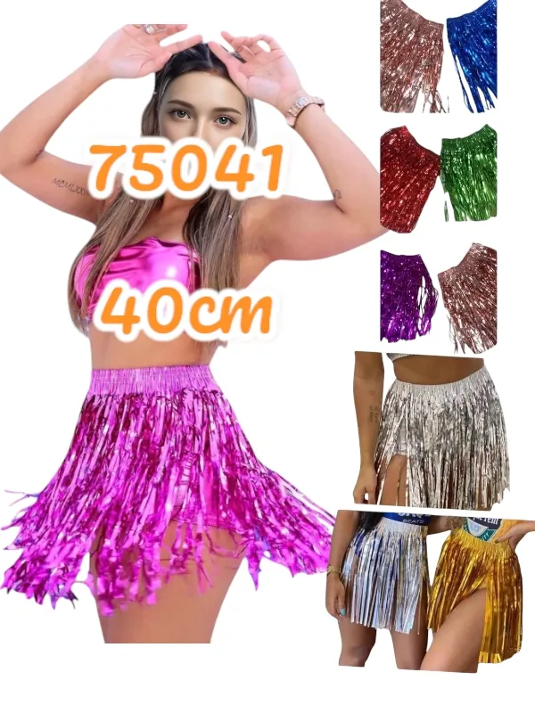SAIA METALIZADA DE FRANJA 40CM
