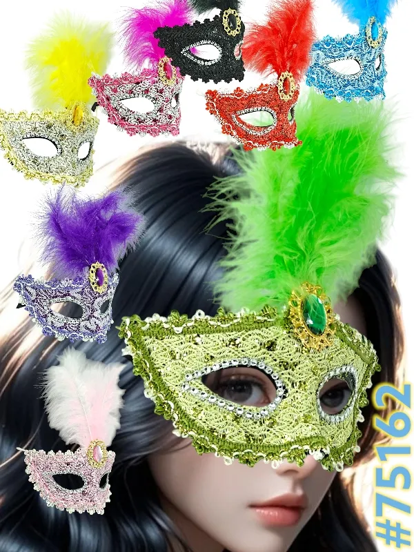 MÁSCARA CARNAVAL COM PENA