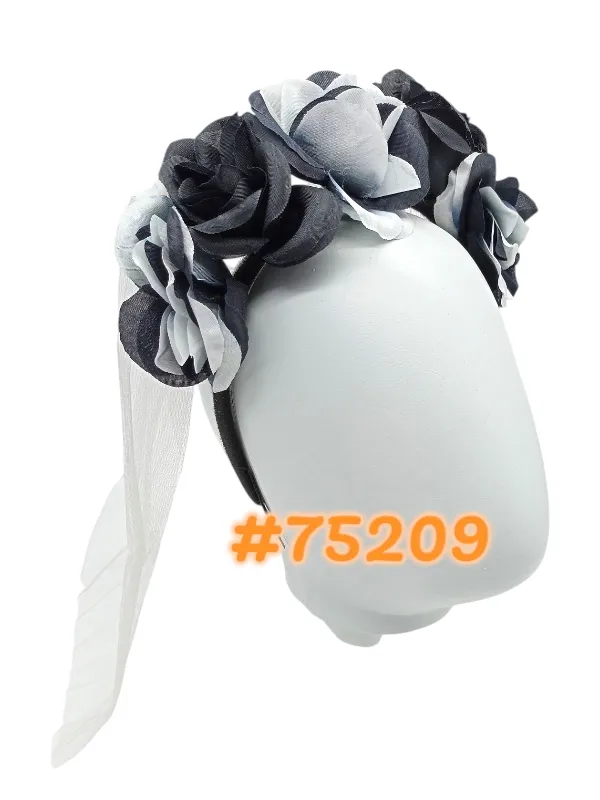 TIARA COM FLORES E VÉU