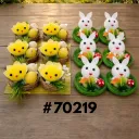 MINI CESTA COM COELHO/PINTINHO 6 UNIDADES (EM PCT)