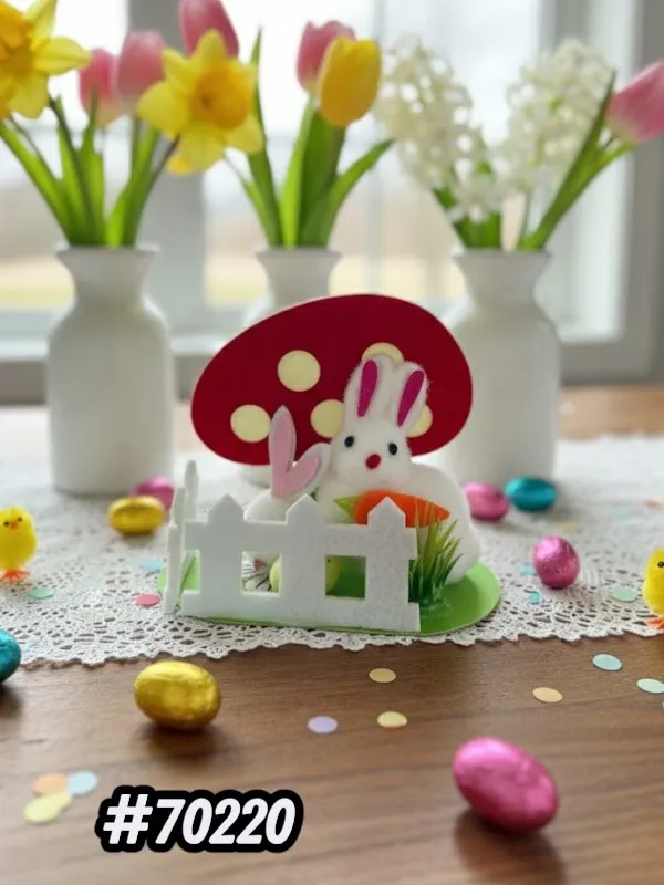 ENFEITE POLIÉSTER - PELÚCIA COELHO COGUMELO