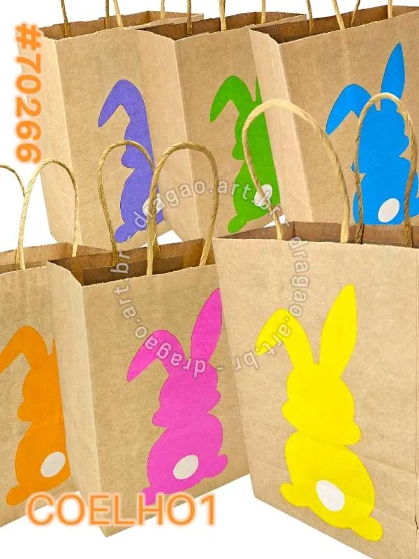 SACOLA DE PRESENTE DE PAPEL KRAFT - COELHO1