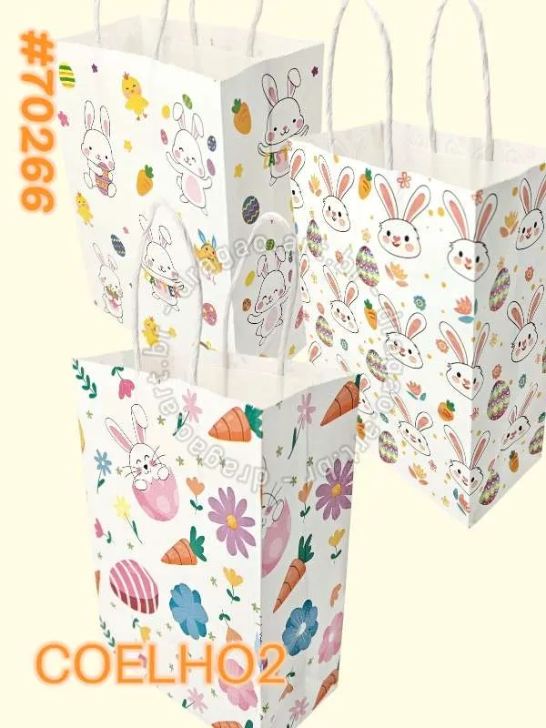 SACOLA DE PRESENTE DE PAPEL KRAFT - COELHO2