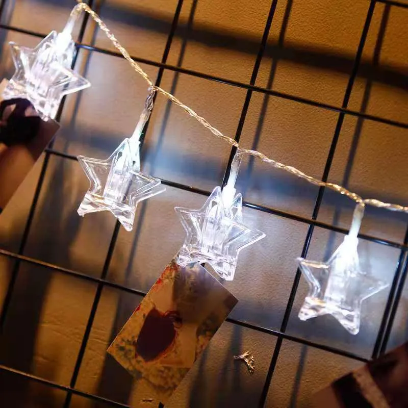 [71635] VARAL DE FOTOS LED ESTRELA 4 METROS BRANCO