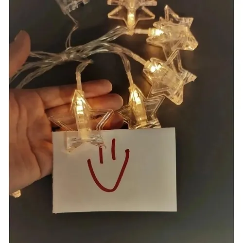 [71638] VARAL DE FOTOS LED ESTRELA 4 METROS AMARELO - COM 20 PRENDEDORES