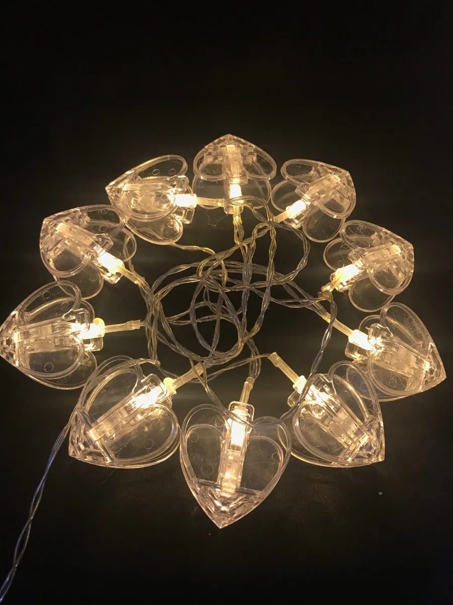 [71633] VARAL DE FOTOS CORAÇÃO BRANCO LED 4 METROS