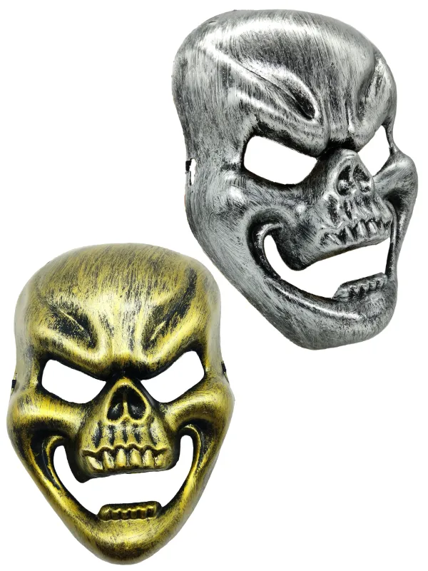 [72356] MASCARA CAVEIRA PRATA E DOURADA