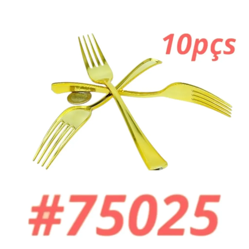 [75025] TALHER DE PLÁSTICO DOURADO 10PCS