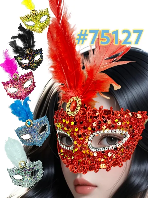 [75127] MÁSCARA CARNAVAL COM PENA