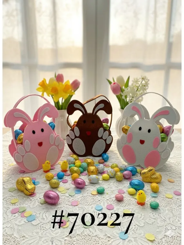 [70227] CESTA DECORAÇÃO COELHO