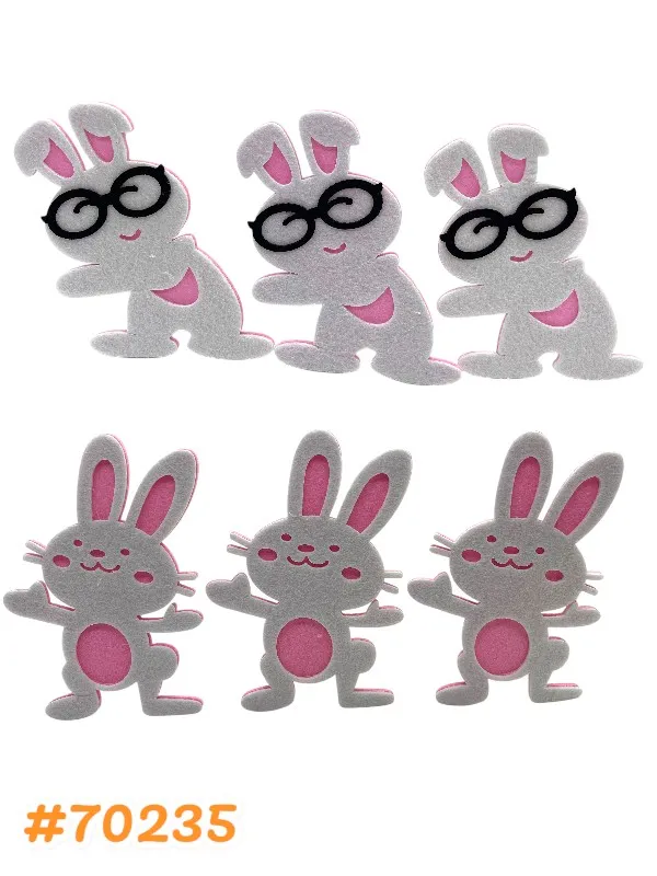 [70235] ENFEITE COELHOS 3PCS - FELTRO