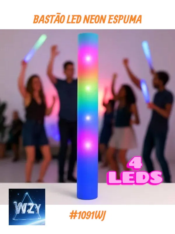 [1091WJ] BASTÃO LED NEON ESPUMA 4 LEDS